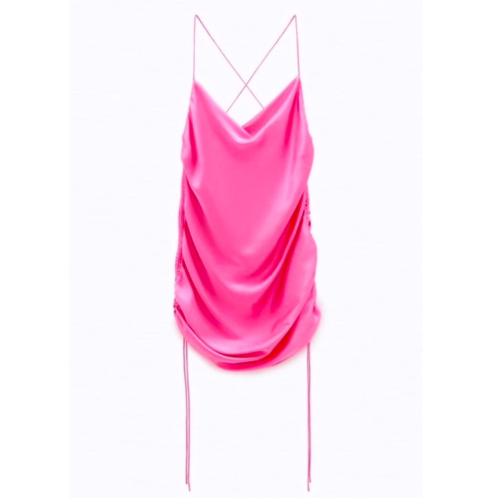 Iconic sold out BARBIE PINK SATIN ZARA DRESS BRAND NEW SIZE M 💖